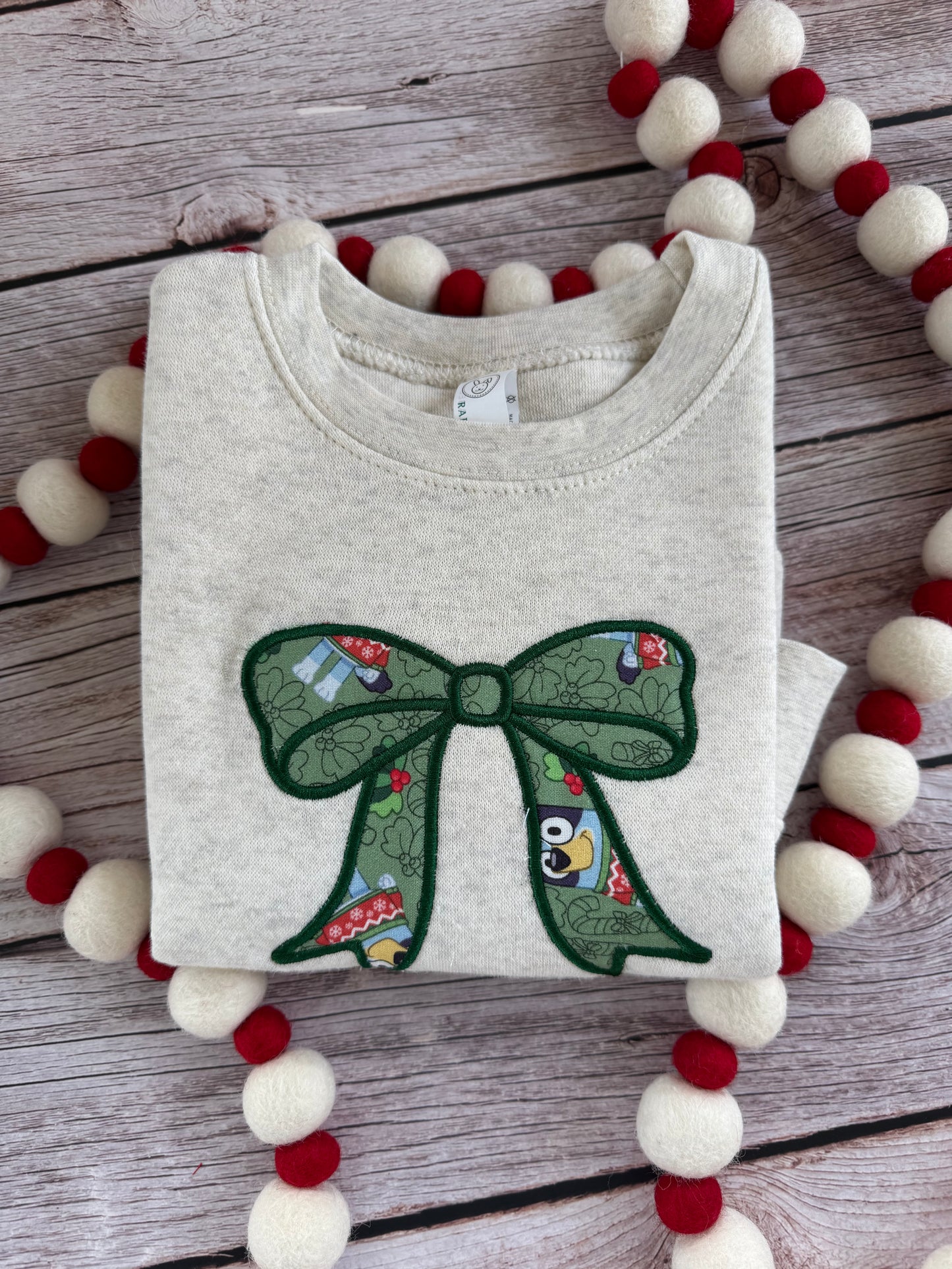 Blue Heeler Bow Christmas Sweatshirt