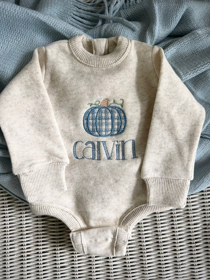 Personalized Gingham Pumpkin Sweatshirt