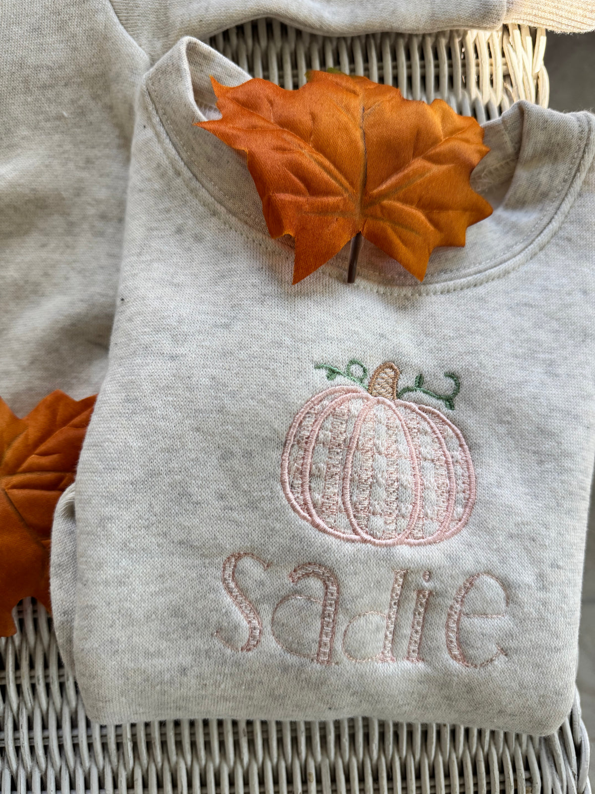 Personalized Gingham Pumpkin Sweatshirt