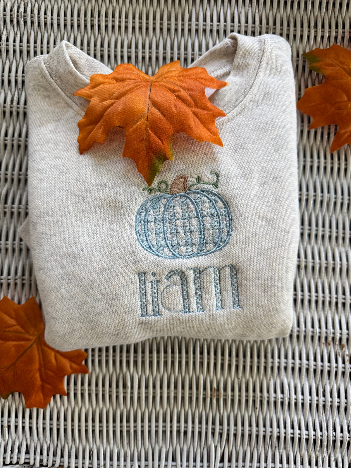 Personalized Gingham Pumpkin Sweatshirt