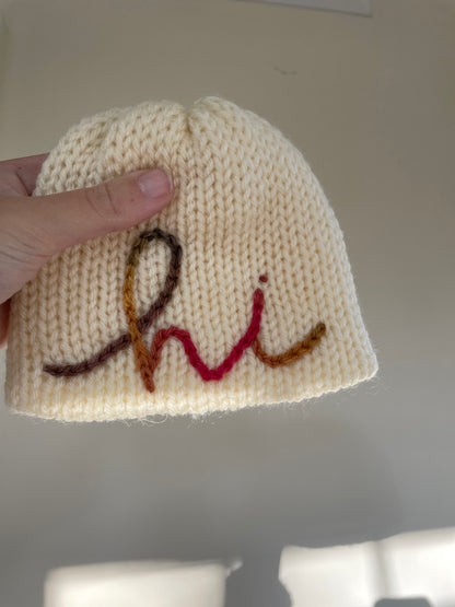 Embroidered Newborn "Hi" Hat