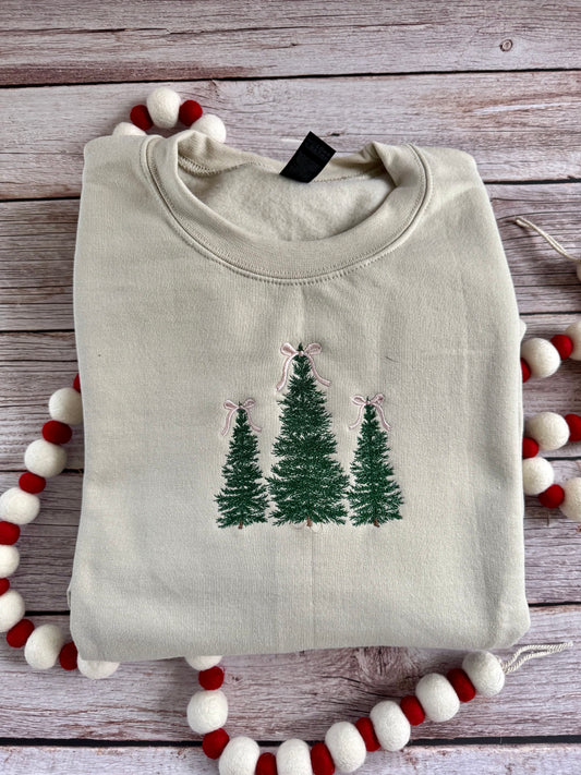 Christmas Tree Embroidered Crew