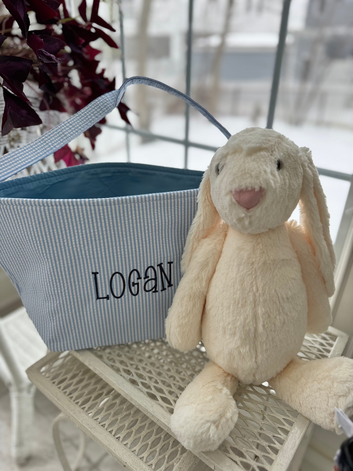 Custom Seersucker Easter Basket - Isla and Grace
